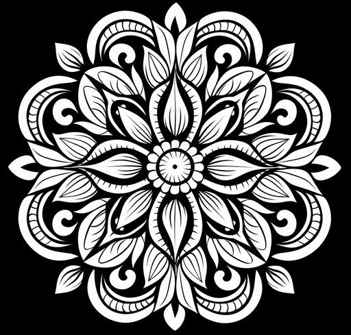 Mandala coloring book, hand-coloring black and white drawings