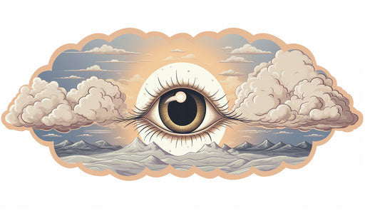 All-seeing eye cloud sticker, light beige and yellow style