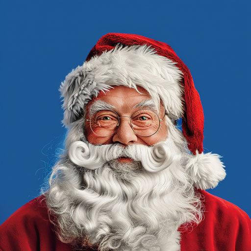 Realistic secret santa clip art on flat royal blue background