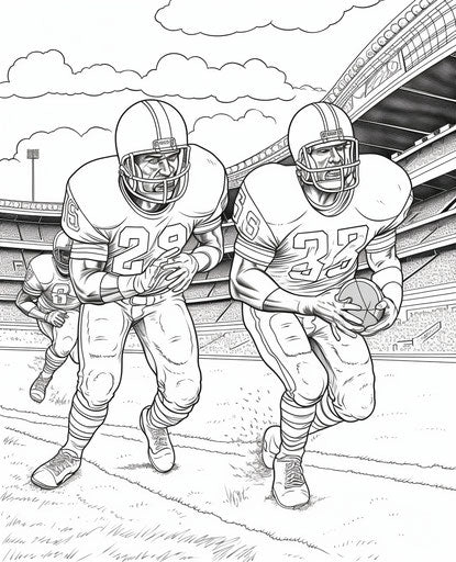 American football players coloring pages in comic art style