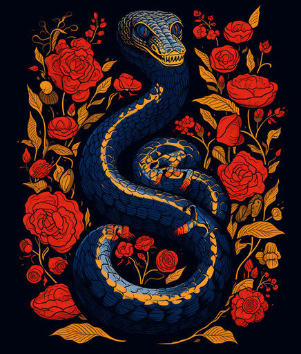 Smuggling snake in NYC illustrated in navy and amber style