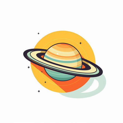 Saturn clipart in Minimalist style, on a white background