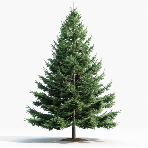 Realistic pine tree illustration on flat white background