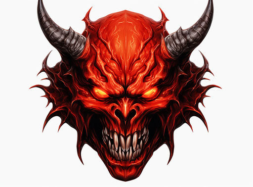 Retro rock demon logo on white background