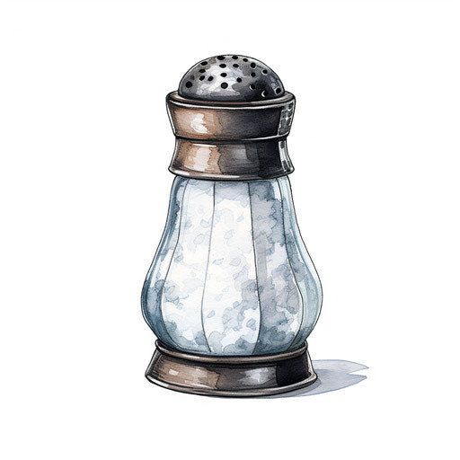 Chiaroscuro Art style illustration of salt shaker on white