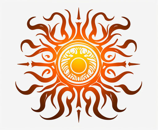 Celtic sun tattoo, anime background, solar punk