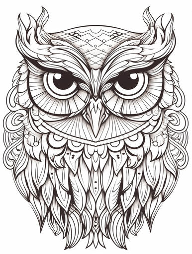 Owl with Big Eyes - Coloring Page