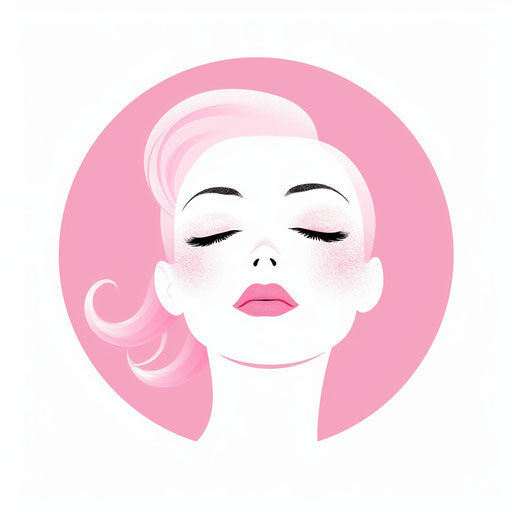 Pink minimalist clipart on white background