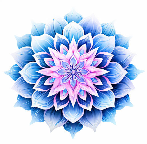 Blue flower mandala, light pink and light magenta style