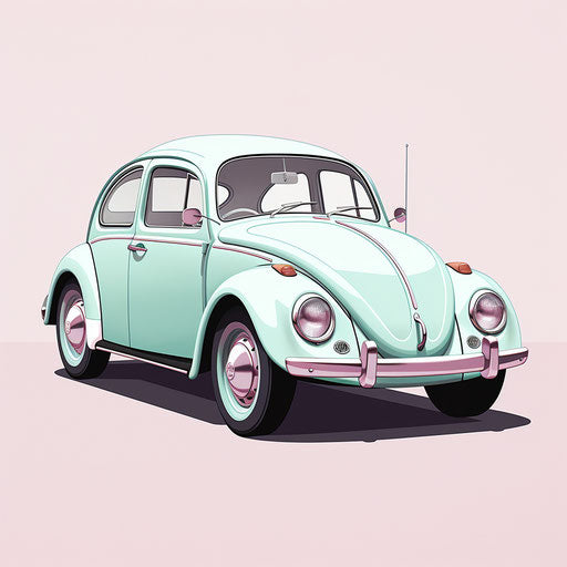 Classic VW Beetle Car Pastel Colors