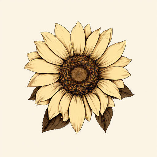 The outline of a sunflower, whimsical children's book style
