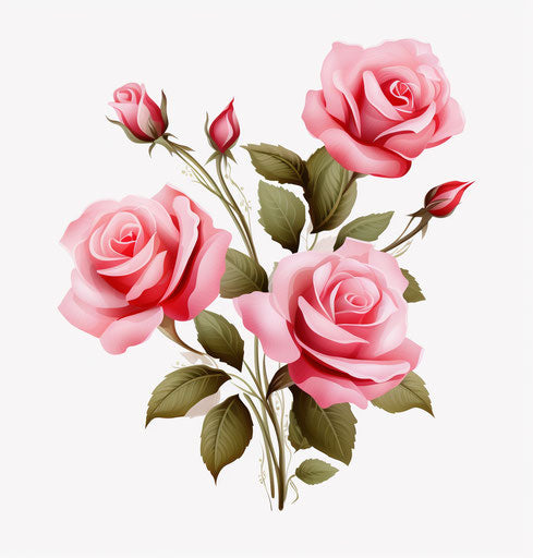 Pink roses isolated on transparent background, mughal style, lovely, rtx on
