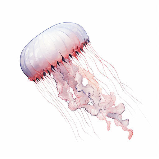Minimalist jellyfish illustration on white background