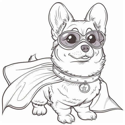 Superhero corgi cartoon