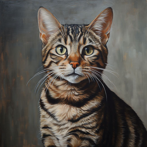 Oil painting of an American Shorthair cat