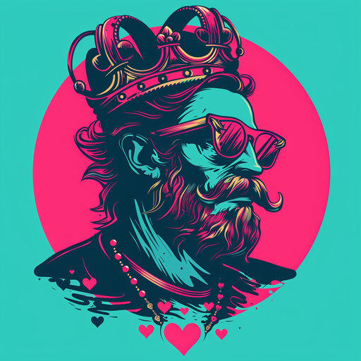 King of hearts retro 80s tattoo sketch