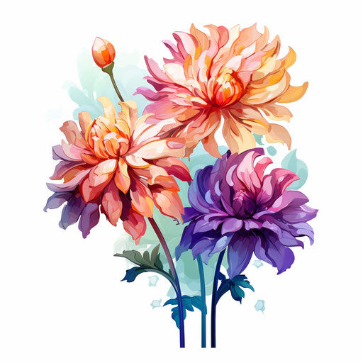 Cartoon flower in Oil painting style on white background