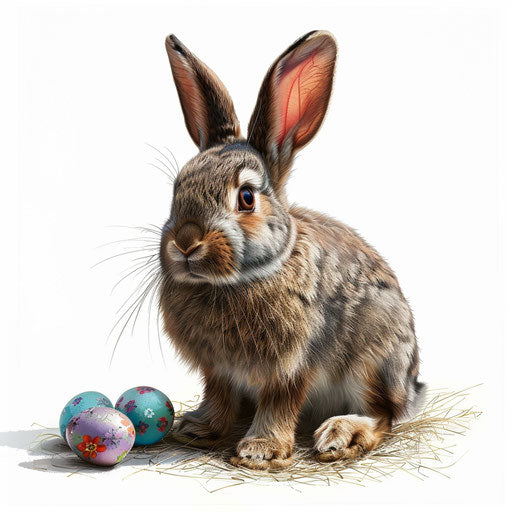 Realistic Easter bunny clipart on flat white background