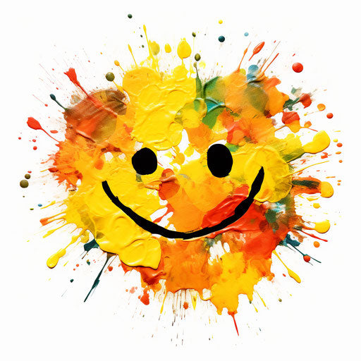 Smiley face clipart in the style of Impressionistic Art, on a white background