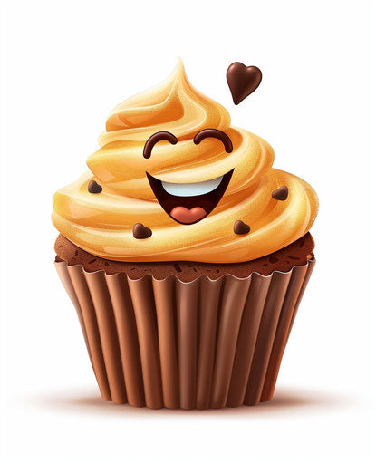 Delicious happy emoji face cupcake with chocolate topping