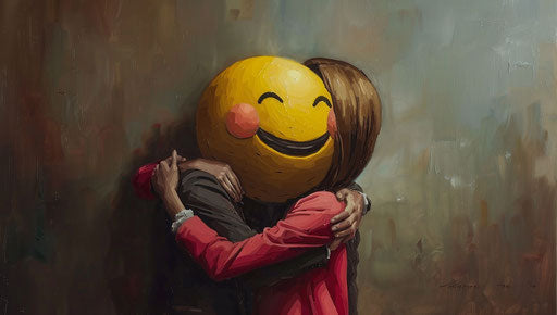 Love and friendship in the form of emoji's hug, les nabis style