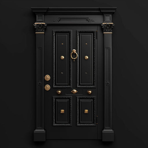 Door clipart in realistic style on dark charcoal background
