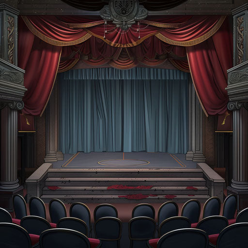 Flat, metallic silver background showcasing realistic theater clipart