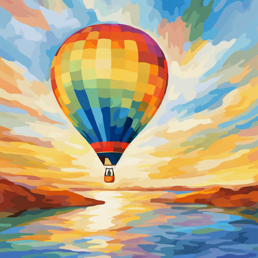 Impressionistic hot air balloon clipart on white background
