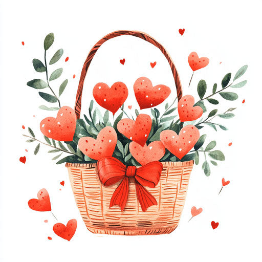Cute Valentine's Day heart basket with greenery