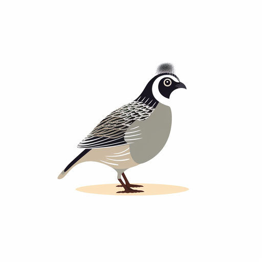 Quail illustration in Minimalist style, white background