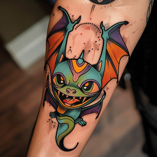 Cartoon tattoo sketch of a playful Batok pattern