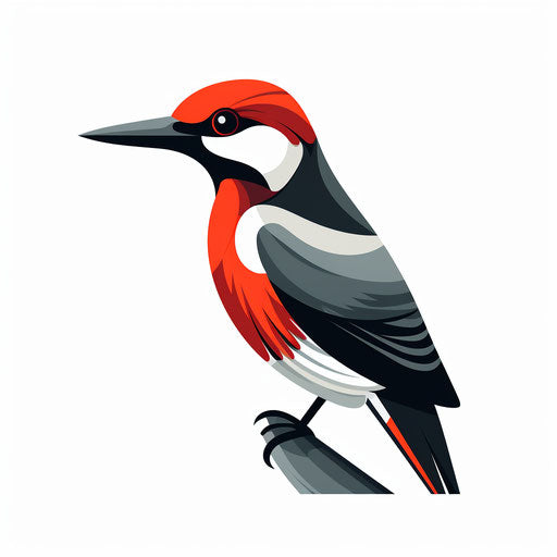 Woodpecker illustration in minimalist style on white background