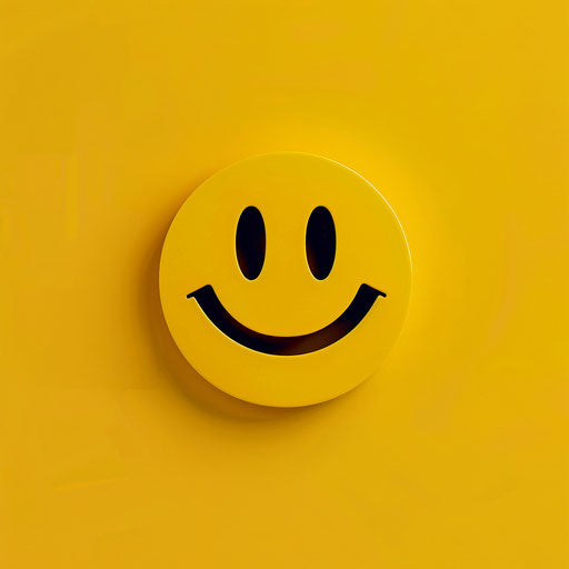 Yellow smiley face on yellow background, Pierre Pellegrini style