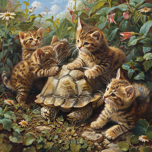 Tortoise cat kittens playing