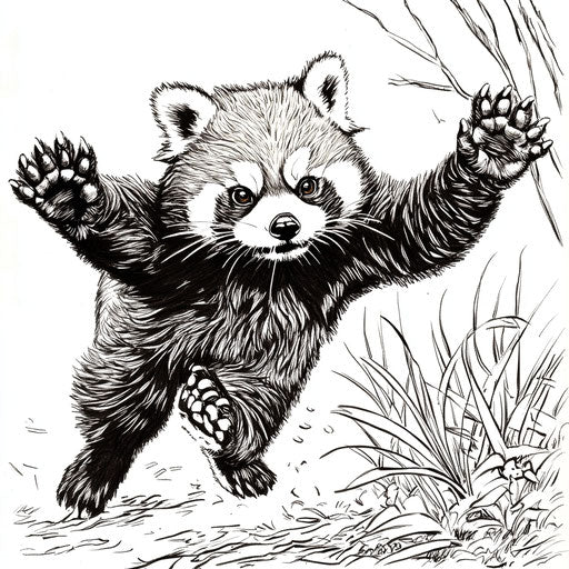 Red panda in heroic poses and dynamic shading
