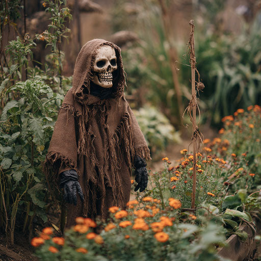 Ghoulish Figure in Halloween Garden