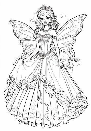 Barbie fairy coloring pages for kids