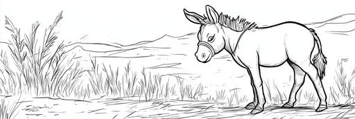 Very simple donkey coloring book page 3:1