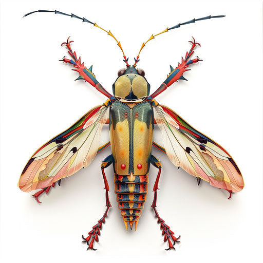 Hyper-realistic insect clipart on flat white background