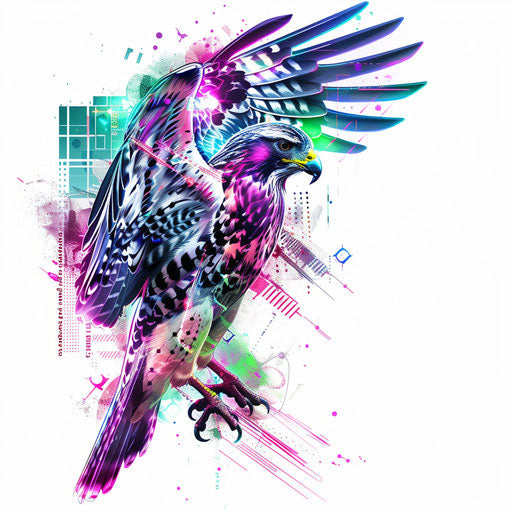 Futuristic cyberpunk hawk tattoo design