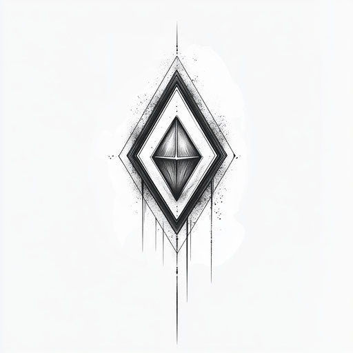 Minimalist diamond shape tattoo design in flat clipart style