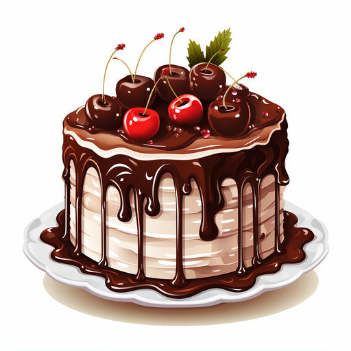 Cake illustration in the style of Chiaroscuro Art, on white background