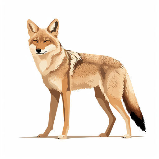 Coyote illustration in Minimalist style, on white background