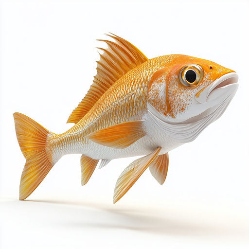 3D fish images in photo realistic style with a flat white background, isolated clipart