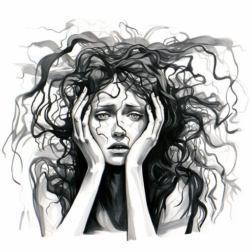 Anxiety clipart in the style of Chiaroscuro Art