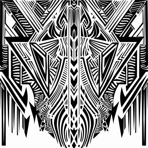 Bold geometric tattoo pattern with tribal influence