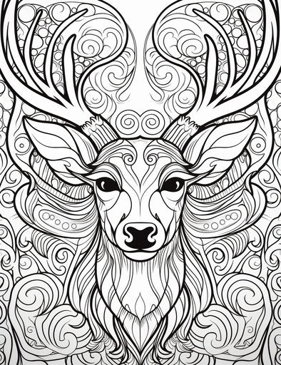 Christmas coloring pages reindeer, hand-drawn animation, captivating 24:31