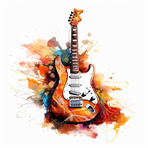 Electric guitar in oil painting style