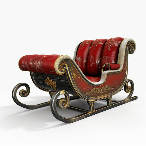 Santa sleigh clipart with detailed texture and shadows
