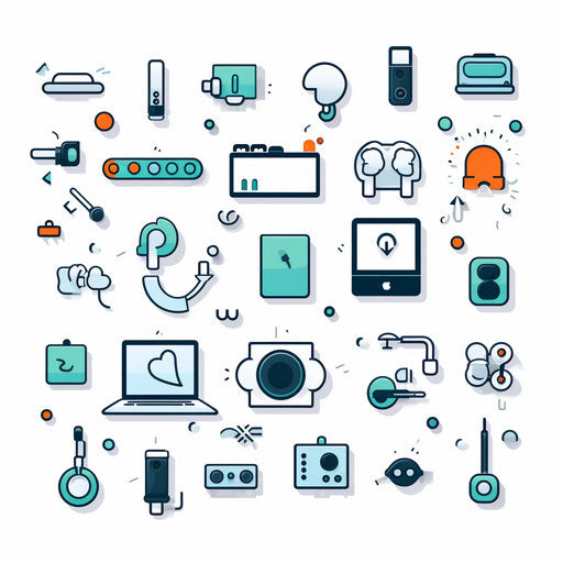 Minimalist technology clipart on white background